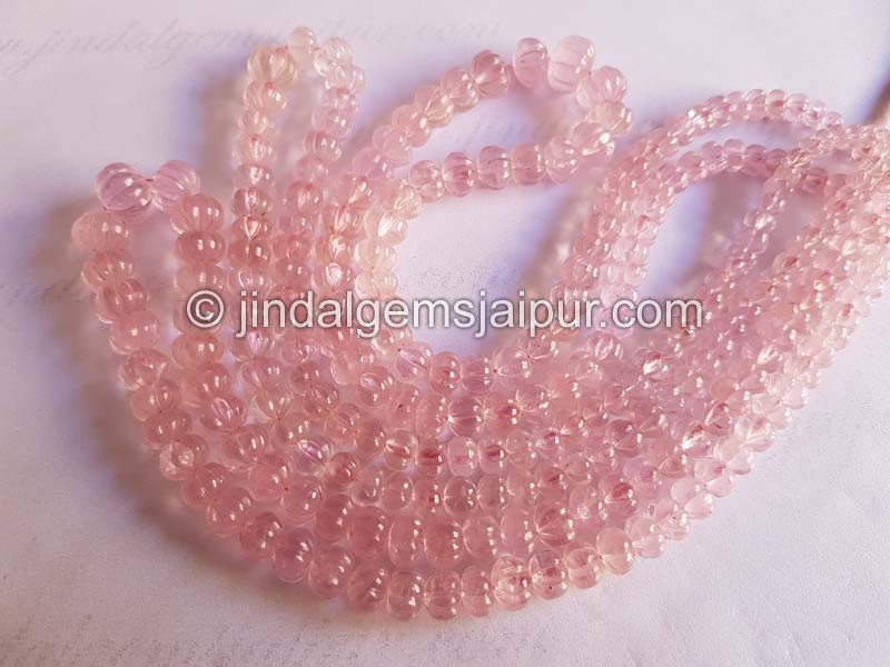 Pink Morganite Carved Pumpkin Beads